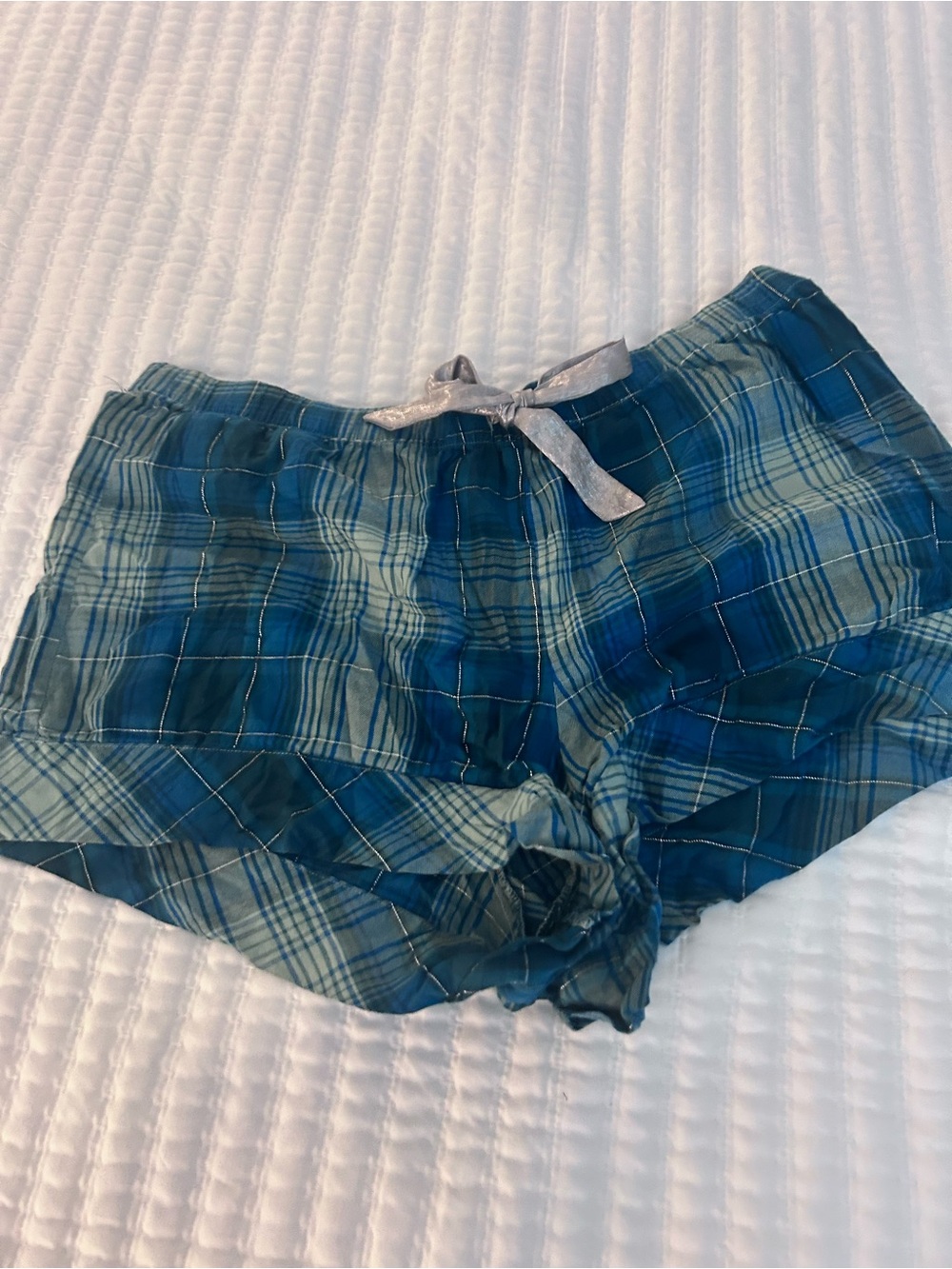 Victoria's Secret Teal and Blue Plaid Button-Down Pajama Loungewear Set. Size L - Picture 7 of 9